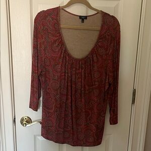 Talbots Burgundy Paisley Blouse